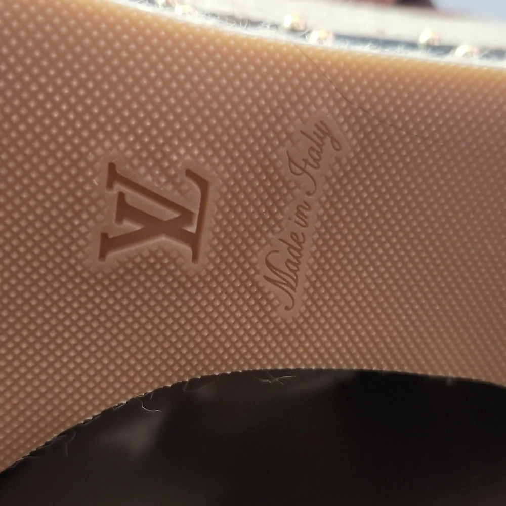 Louis Vuitton Brown Monogram Leather Platform Espadrille Sandals